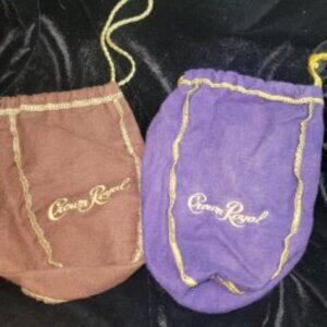 Lot of 2 Crown Royal Bottle Bags – Purple & Maple Brown